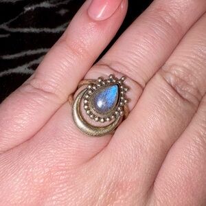 Elegant Teardrop Labradorite Ring